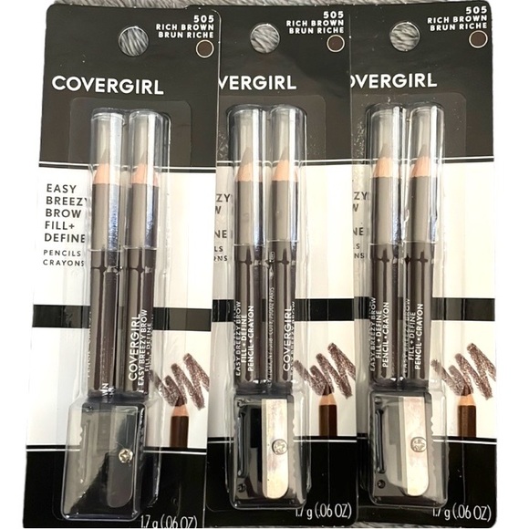 COVERGIRL Other - 3)Covergirl Fill + Define Eye Brow Pencils Eyeliner Makers 505 rich brown new
